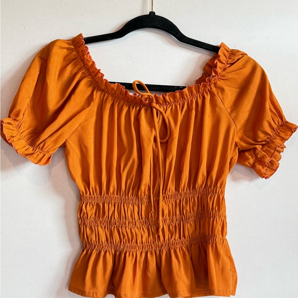 Orange Ruffled Women's Top